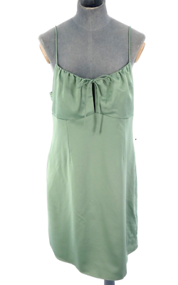 Topshop Slip Dress Satin Mini Silky Sage Green Gathered Bust Keyhole size  UK 10 | eBay UK