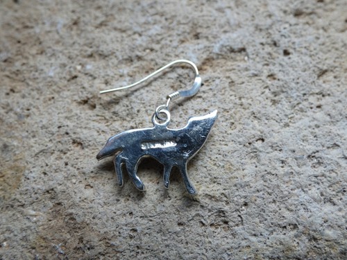 Spiny Oyster Gemstone & Opal Southwestern Sterling Silver Wolf Dog Earrings Z83 - Picture 4 of 7