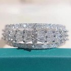 1.05Ct Baguette & Round Cut Lab Created Diamond 925 Silver Engagement Fine Ring