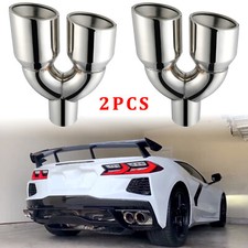 2PCS 2.5"In 3.5"Out 9.5"L Dual Exhaust Pipe Tip For 1992-1996 Chevy Corvette C4
