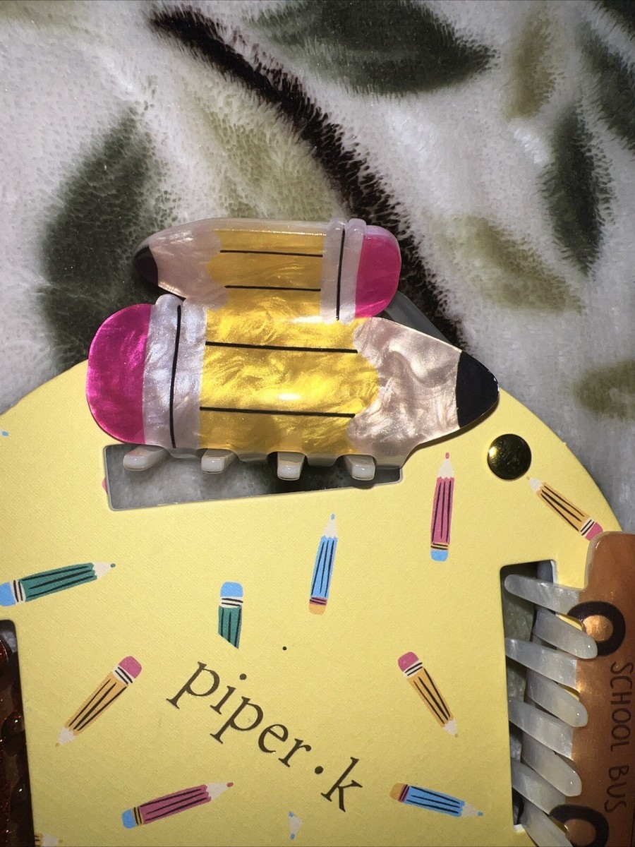 NWT Piper K Back To School Hair Clips Set of 4, Pencil, Bus  display picture 2