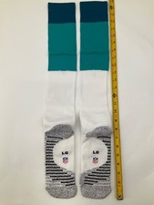 2017 MIAMI DOLPHINS TEAM ISSUED NIKE AQUA/NAVY GAME SOCKS SIZE: LARGE