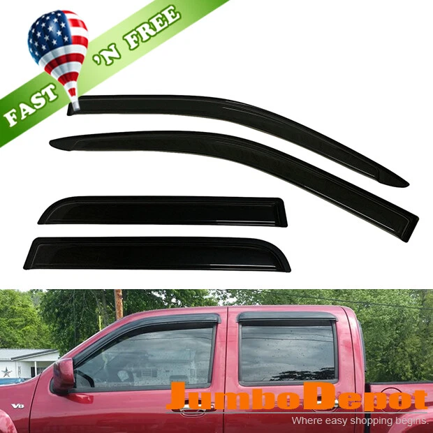 Fit 2004 2012 Chevy Colorado Crew Cab Window Visors Sun Vent Shade Rain Guards