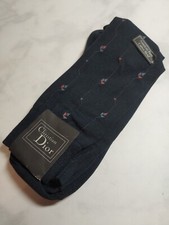 Vtg Christian Dior Socks For Men American Pima Cotton Navy Pattern NWT