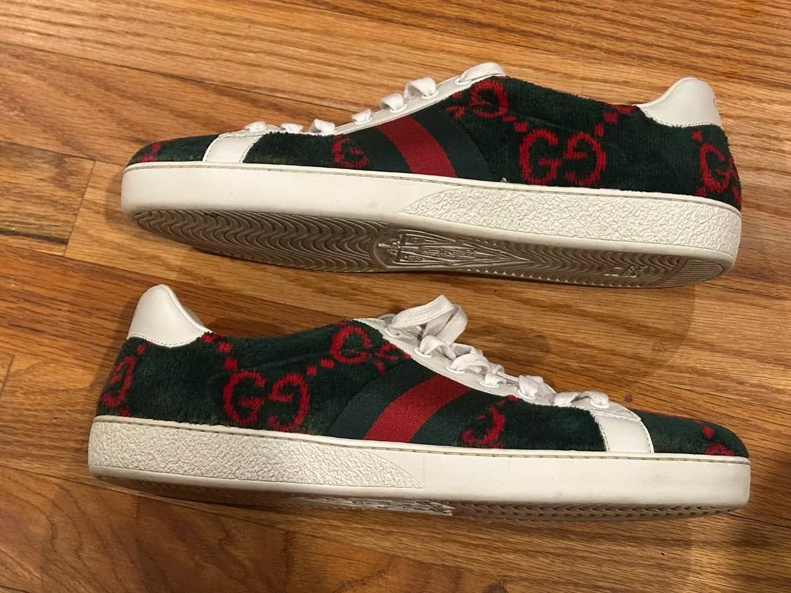 Baskets Gucci Tricolore GG Tissu Éponge et Cuir Ace UK Taille 9