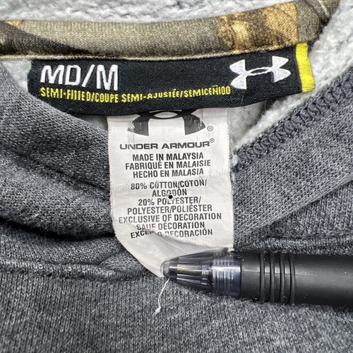Under Armour Semi-Fitted Hoodie Sweatshirt Womans Gray Knit Long Sleeve M - Picture 9 of 11