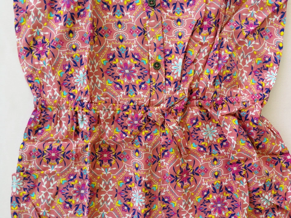 Mameluco estampado superior cintura elástica con botones de lazo Xhilaration coral L (10/12) para niñas Foto 3 de 4