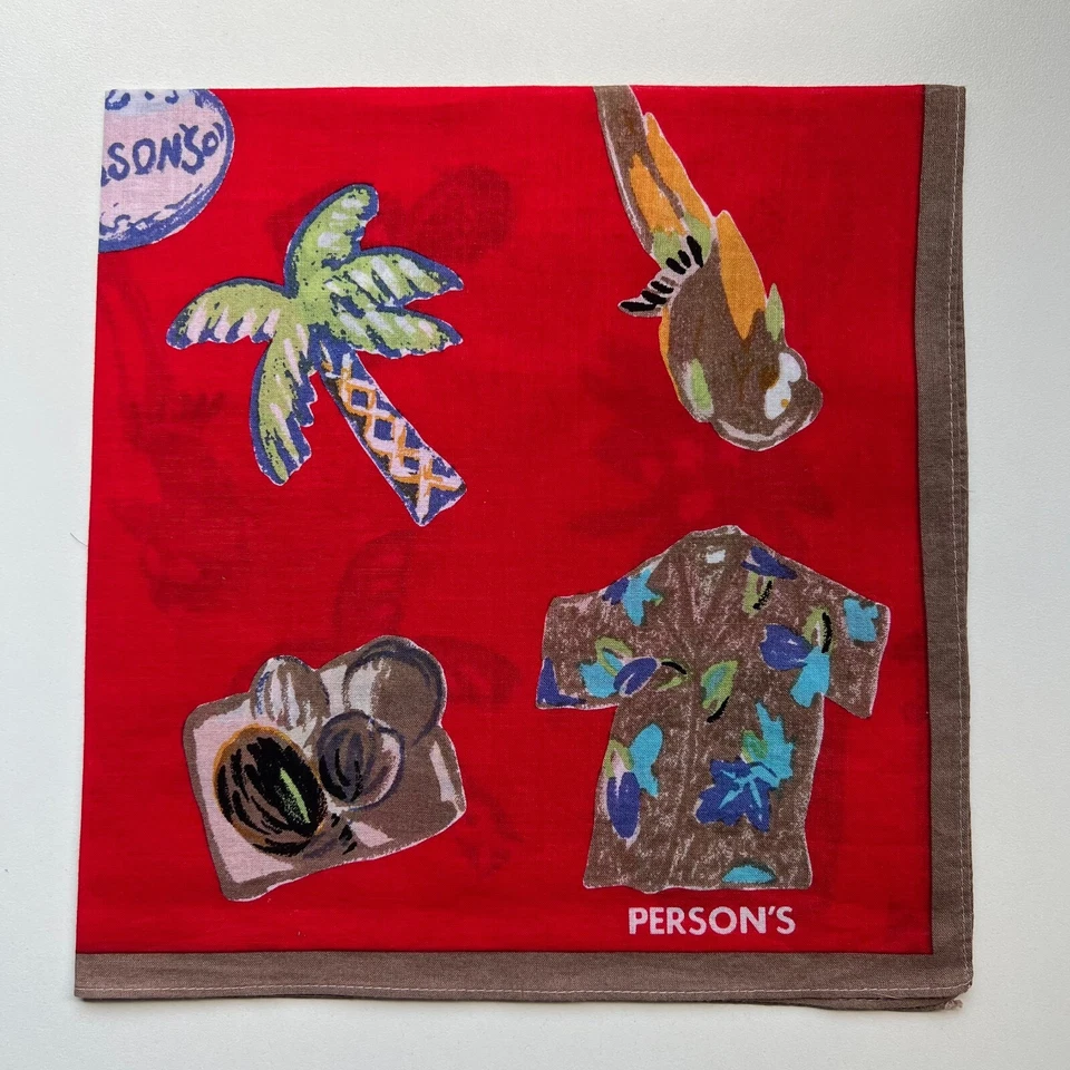 PAÑUELO VINTAGE HOMBRE ARTE HAWAIANO VACACIONES BOLSILLO CUADRADO ALGODÓN 17" (A0096) Foto 3 de 3