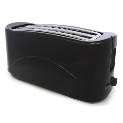 PREMIUM SCHWARZ 1300W 4 SCHEIBEN COOL TOUCH TOASTER MIT KRÜMELSCHUBLADE 7 BRÄUNUNGSEINSTELLUNGEN