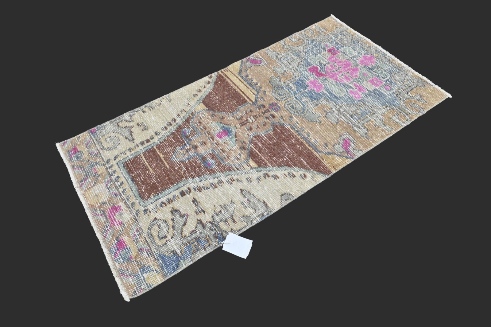 Alfombra Oushak Turca MULTICOLOR 2x4 De Colección Hecha a Mano Felpudo Pequeño de Anatolia Kilim