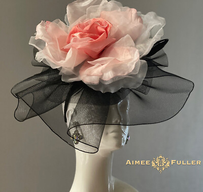 Aimee Fuller Black Pink Rose Kentucky Derby Fascinator  display picture 2