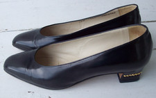 Bally "Tipin" Black Leather Pumps w/ Gold Accent on Heels Women's 36.5 EU 6 US 