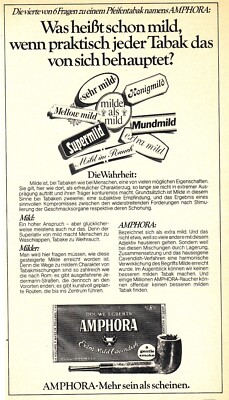 3w24549/ Reklame von 1975   Tabak - AMPHORA Extra mild