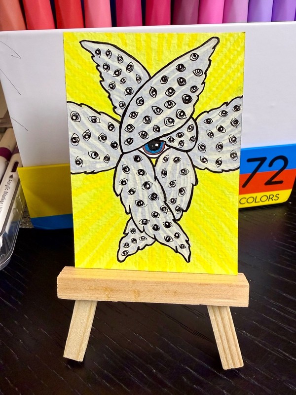 ACEO Original Art Card, Acrylic, 2.5 x 3.5, Biblical Angel by Huesofmydimensions