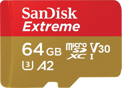 Sandisk Extreme Microsdxc UHS-I Speicherkarte 64 GB Für Actioncams Und Drohnen +