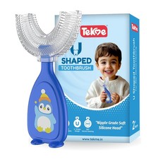 U Shaped Toothbrush for Kids, Food Grade Soft Silicone Brush Head, 360  Oral Tee