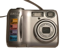Nikon COOLPIX E3200 3.2 MP Digital Camera Silver ..Box, Cords No Memory Card
