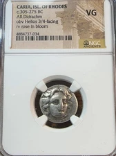 305-275 BC Caria, Isle of Rhodes Didrachm NGC VG New Slab Best Price Ebay* CHRC