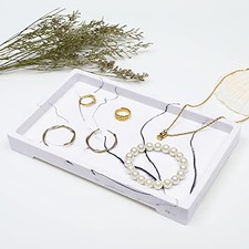 Marble Pattern Vanity Tray, Resin Bathroom Tray for 10.5" x 5.9" x 1.1" White