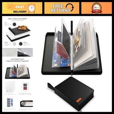 Fireproof Document Organizer Zipper Binder, Waterproof Birth Certificate Holder,