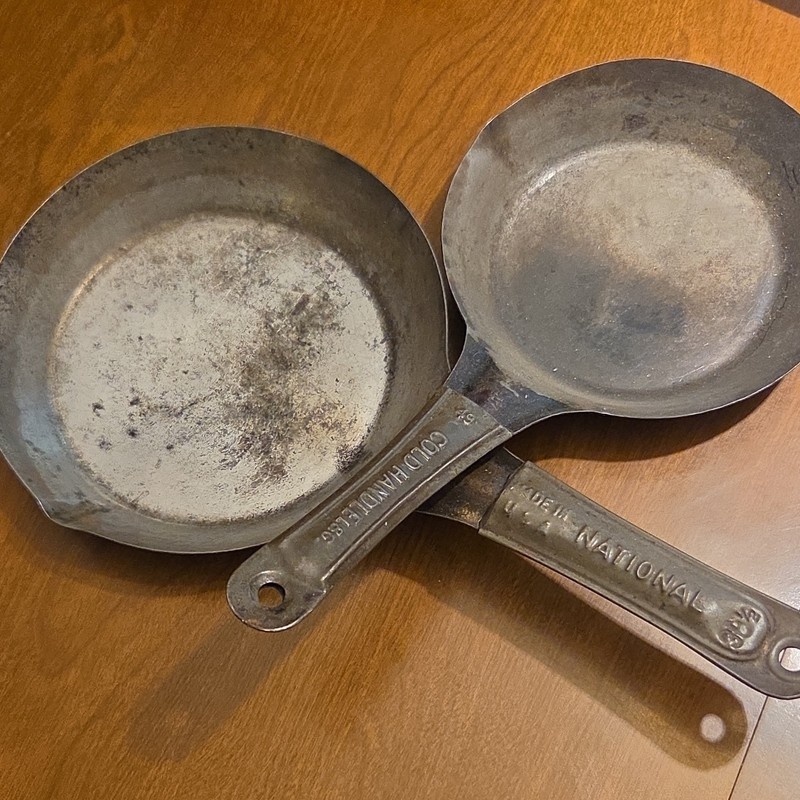 National Cold Handle Cast Iron Frying Pan Set, 2-Piece 8" & 6" Round Skillets
