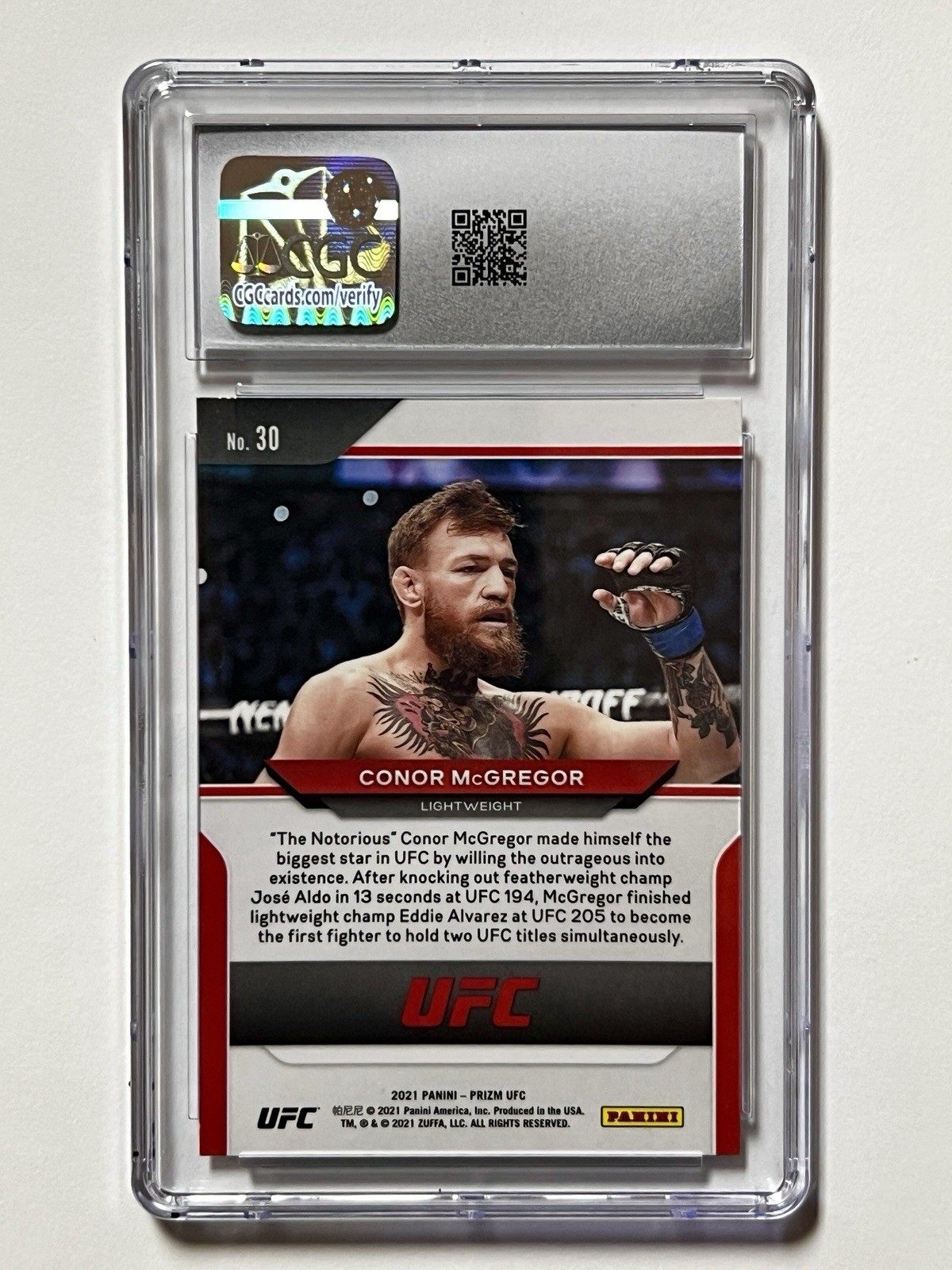 2021 Panini Prizm UFC #30 Conor McGregor MMA CGC Gem Mint 10 Pop 22 Not PSA view 2