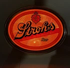 Vintage Stroh’s Electric Lighted Beer Sign Illuminated Oval Bar Man Cave Light