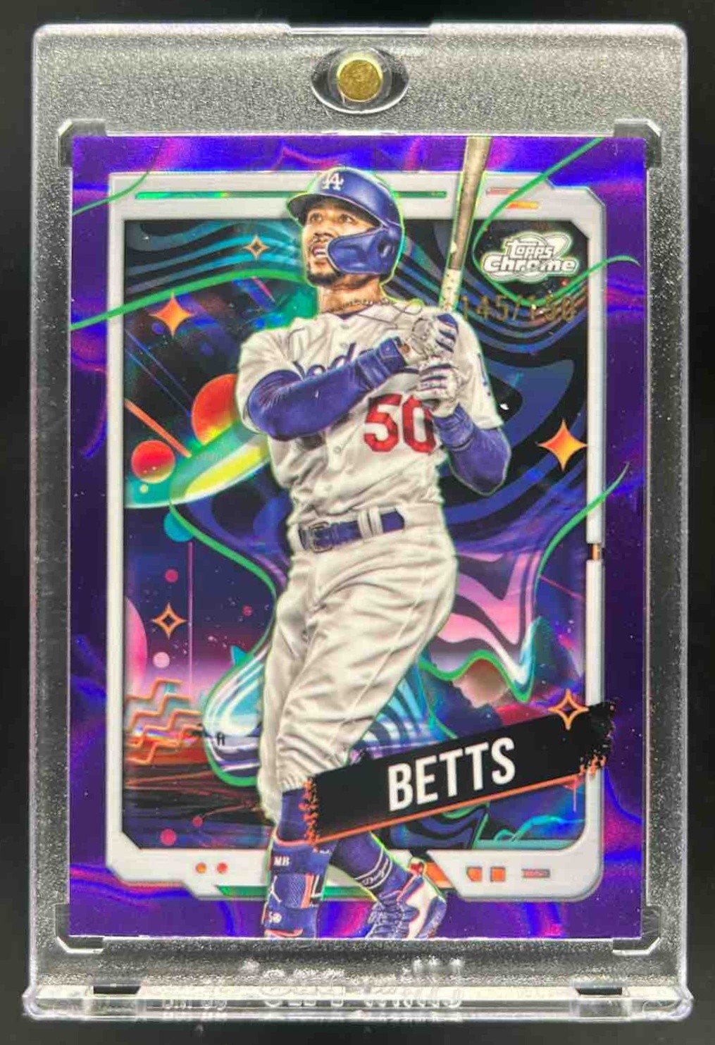2024 Topps Cosmic Chrome Mookie Betts Purple Nebula Refractor #145/150 Dodgers