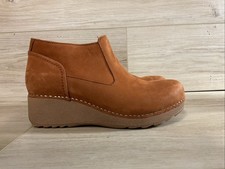 Dansko Charlene Wedge Heel Booties Ankle Boots Milled Nubuck Ginger 37 /US 6.5-7