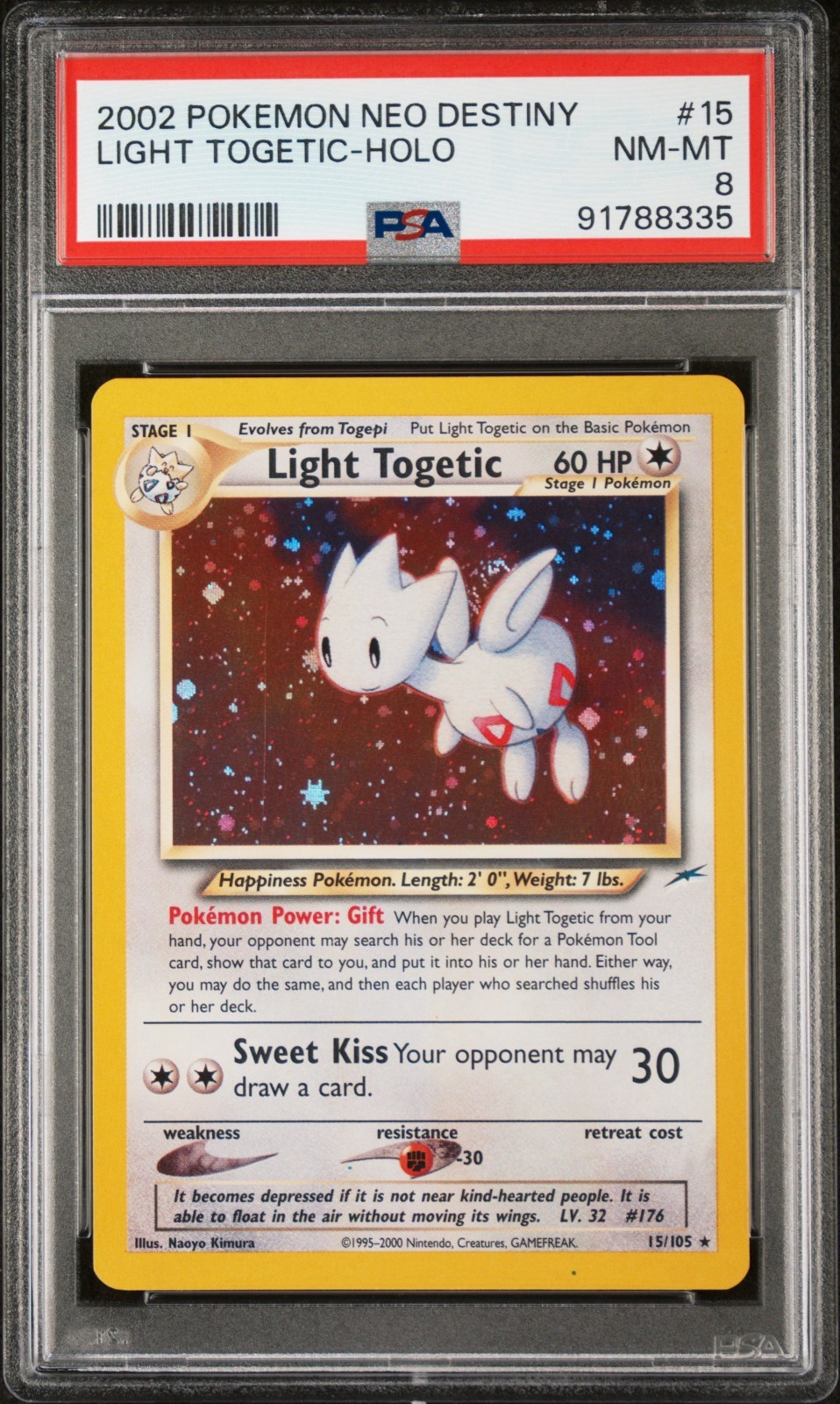 2002 POKEMON NEO DESTINY LIGHT TOGETIC HOLO #15 PSA 8