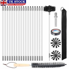 24pc Flexible Chimney Sweep Set Flue Sweeping Brush & Rod Kit Soot Cleaning Rods