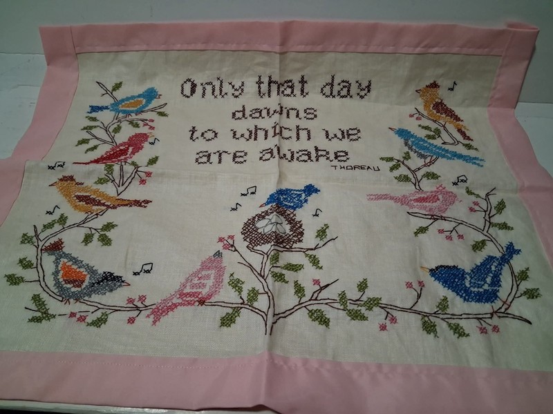 Cross Stitch Quote 1970's Wall Hanging