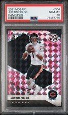 2021 PANINI MOSAIC CAMO PINK #304 JUSTIN FIELDS ROOKIE RC PSA 10