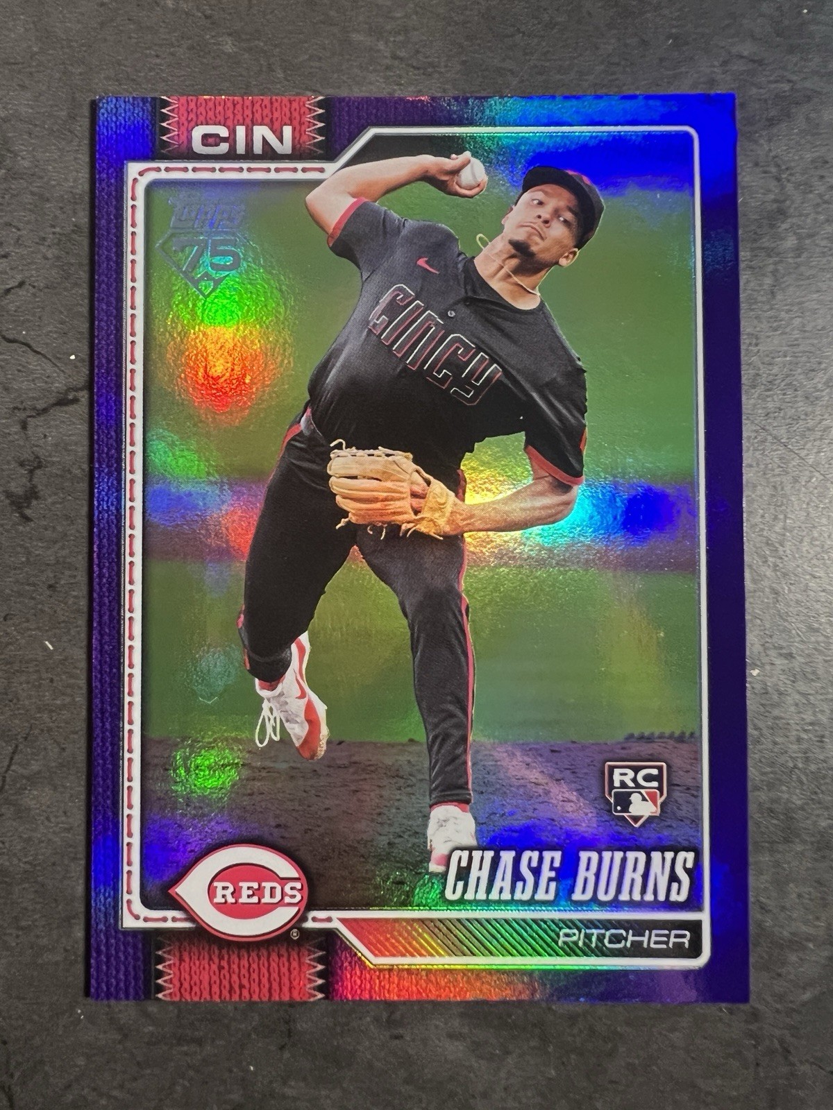 2026 Topps Series 1 Chase Burns Purple Rainbow Foil Parallel /250 #312 Reds RC