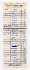 Willie McGee Baseball 1989 Louisville Redbirds game used lineup card signed