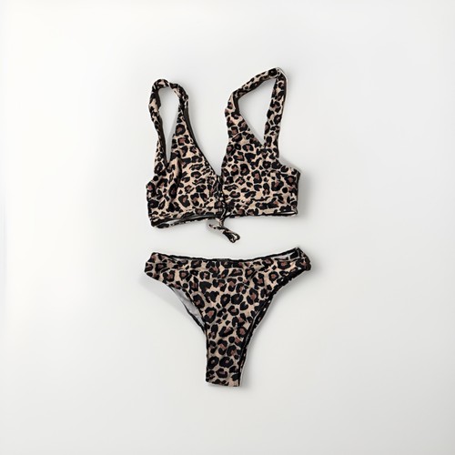 leopard print 2 piece swimsuit, large