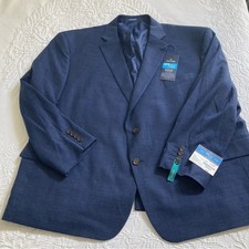 NWT Stafford Men  s blazer cool all seasons max eco wool blend blue size 56 short
