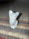 Fenton Glass Iridescent Floral Painted Cat, Shimmery Sheen