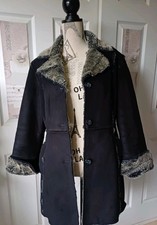 NEXT Cappotto invernale autunno pelliccia scamosciata media lunghezza stile shearling Nero 🍂 M L 12 14