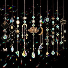 Sun Catchers, 10 Pieces Colorful Crystal Suncatcher with Chain Pendant Orname...