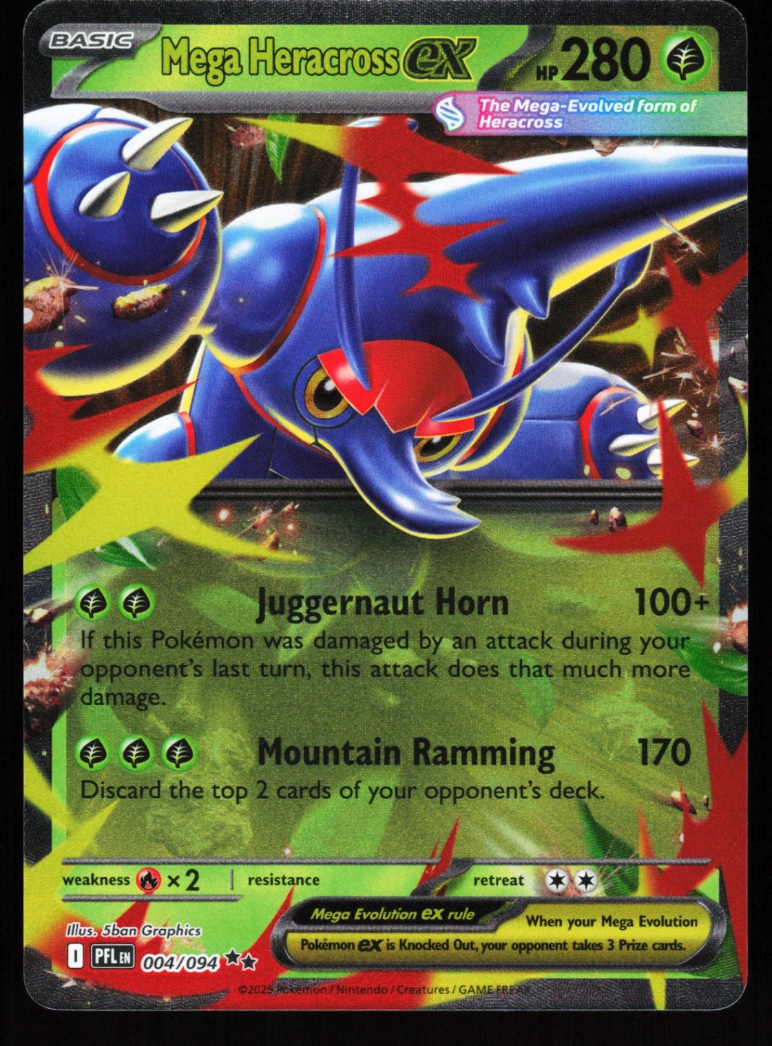 Mega Heracross ex Double Rare ME02: Phantasmal Flames 004/094 NM