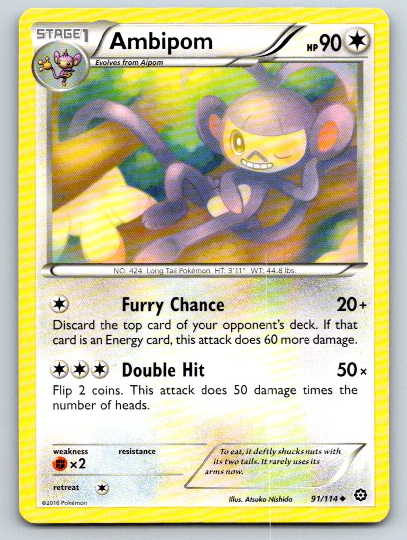 Ambipom 91/114 Uncommon Steam Siege Pokemon Moderately Played