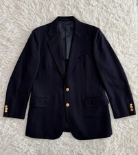 J.PRESS Navy Blue Wool Blazer 2B Gold Button L Men's Classic Jacket