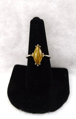 Gold-tone Ring, Marquise-cut Faux Tiger s Eye Stone, size 8.25