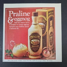 1982 Praline Liqueur & Eggnog Vintage Print Ad Holidays Farmington Hills MI Bar