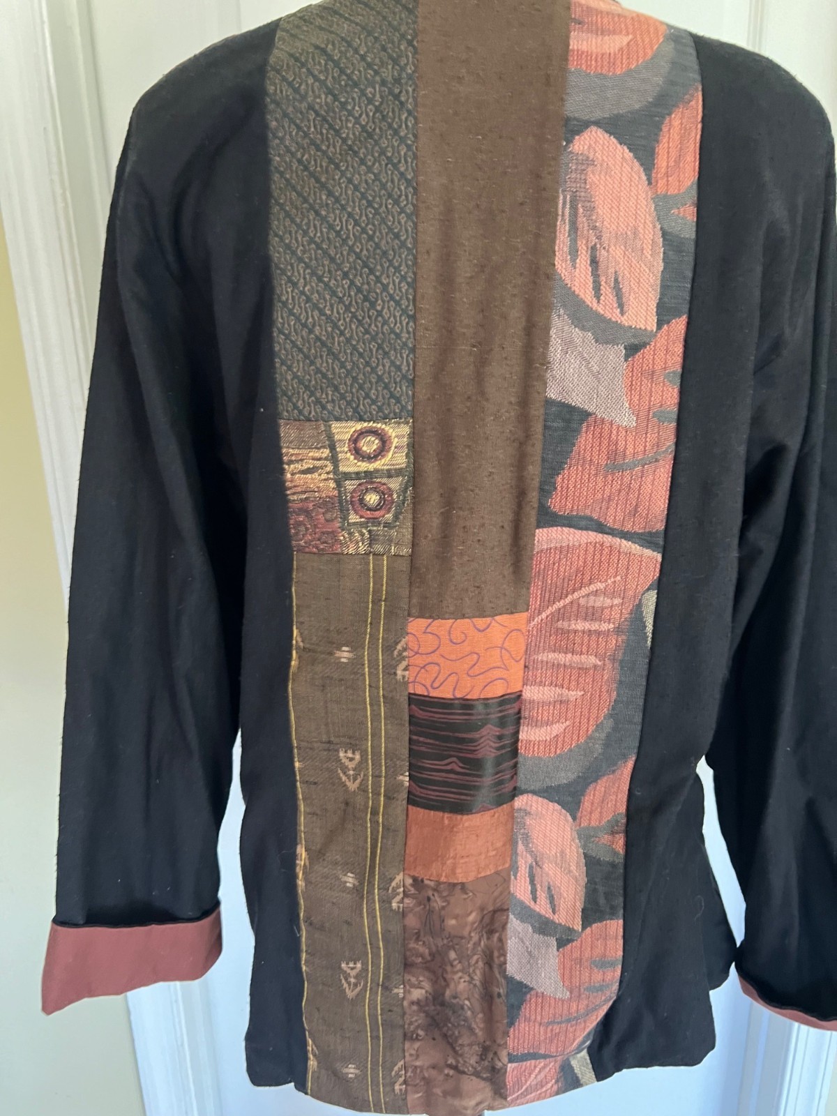 Anna Brown Open Blazer Jacket Patchwork Quilt Art… - image 6