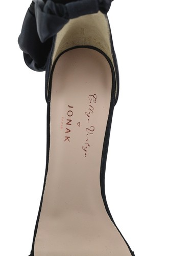 JONAK Women Heels EU40 Black Velour Suede Leather Block Heel Open-Toe Sandals - Picture 10 of 11