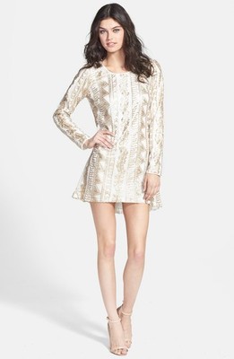 Dress the Population 'Cassandra' Sequin Minidress Sz S white Gold