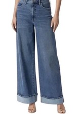 Jessica Simpson Freesia High Rise Wide Leg Jeans Cuff Medium Wash Denim Size 8