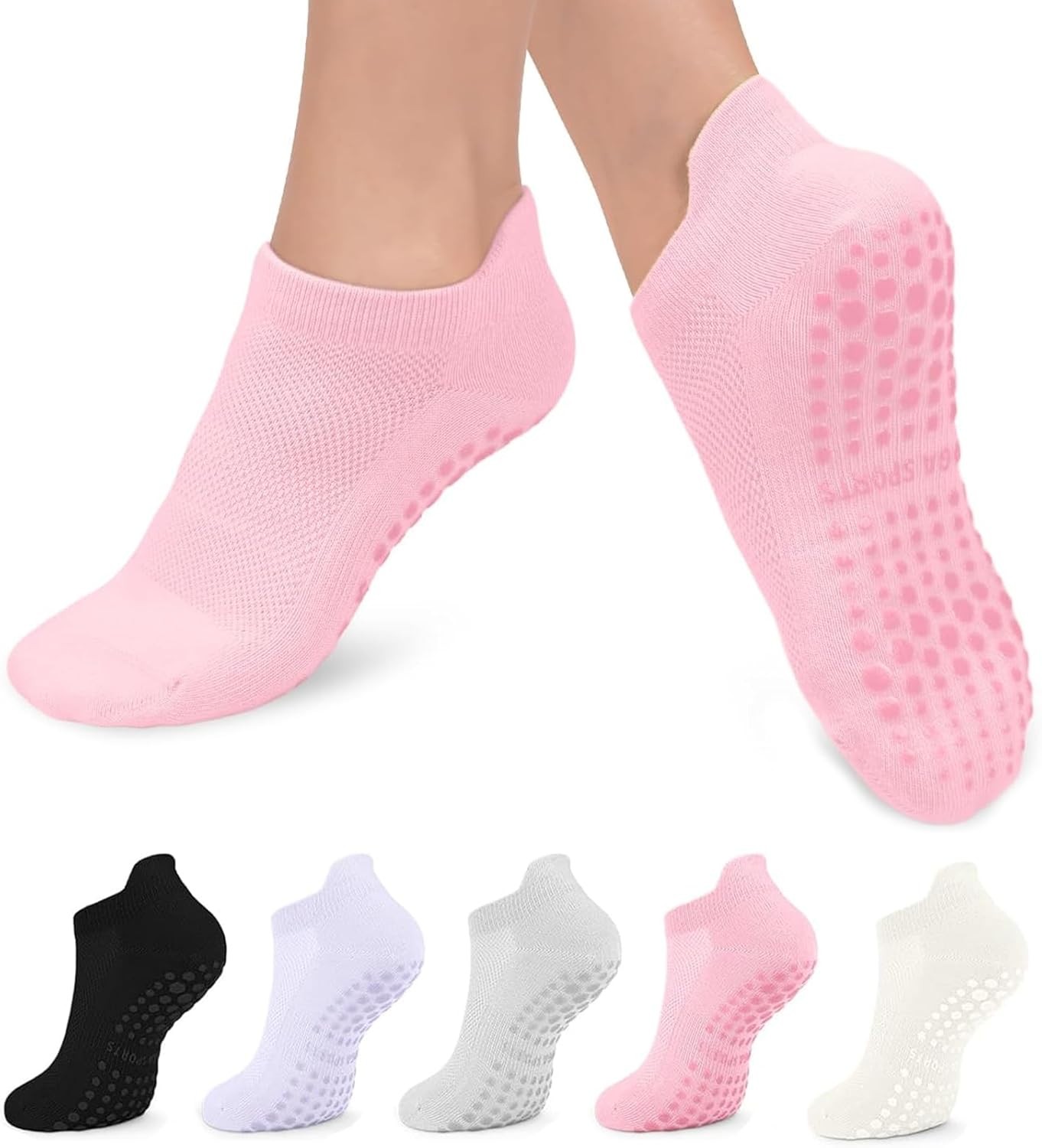5 Pairs Grip Socks Pilates, Practical Non-slip Yoga Socks, Pilates Socks for Wo